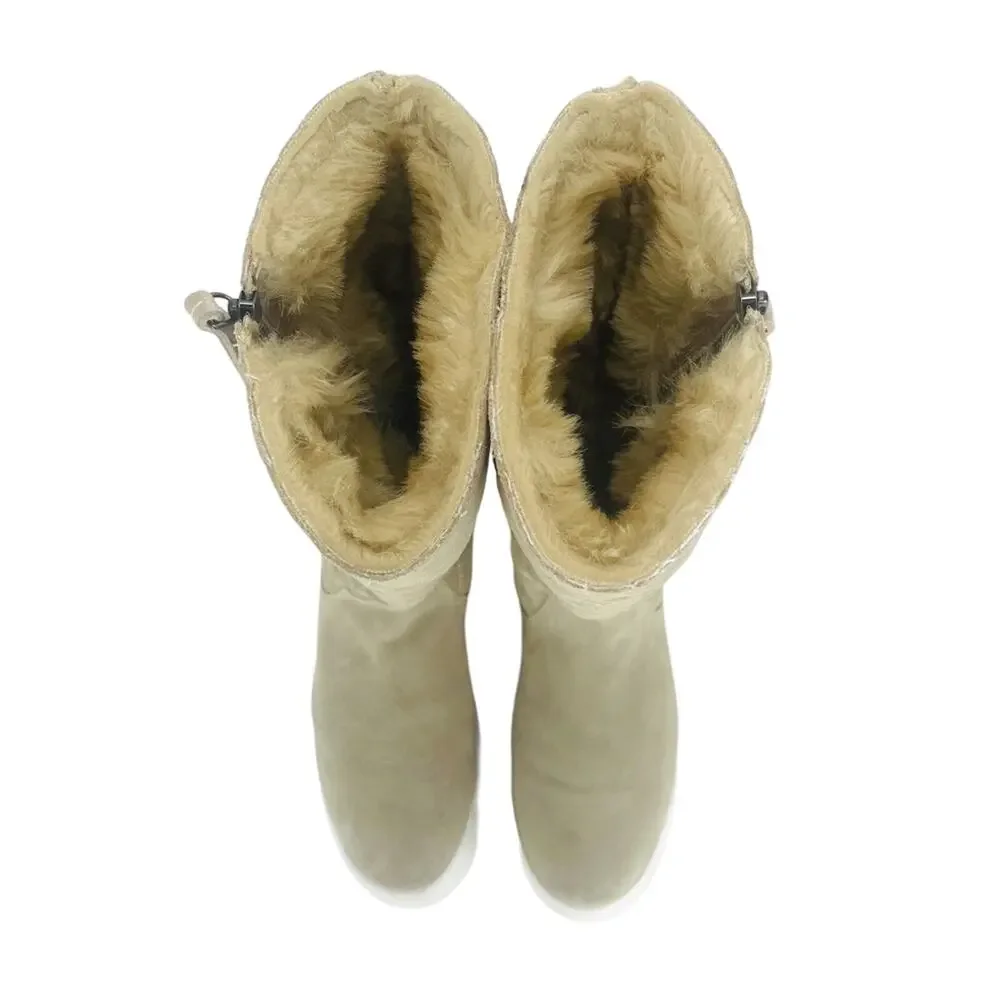 G.H. BASS Zina Women Tan Winter Sneaker Boot Size 9.5 Suede Faux Fur Lining New